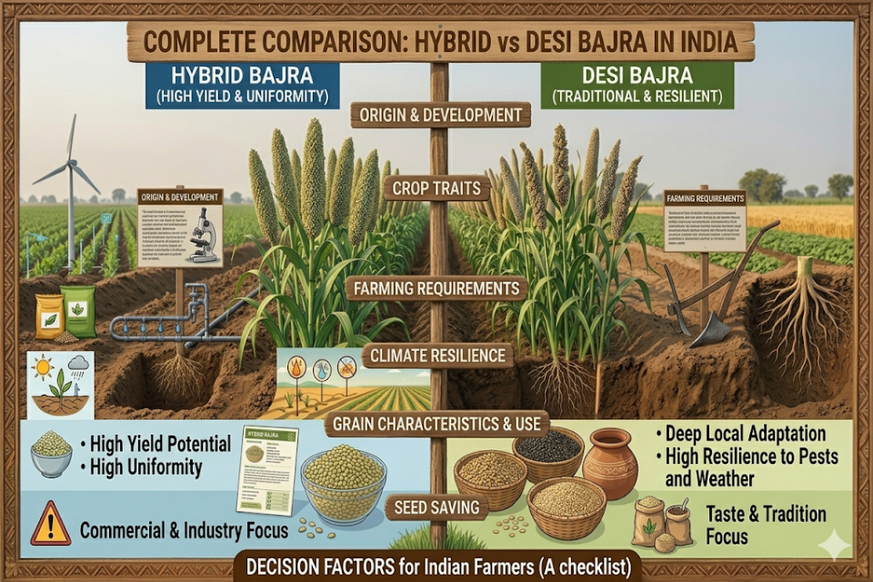 hybrid bajra vs desi bajra in India